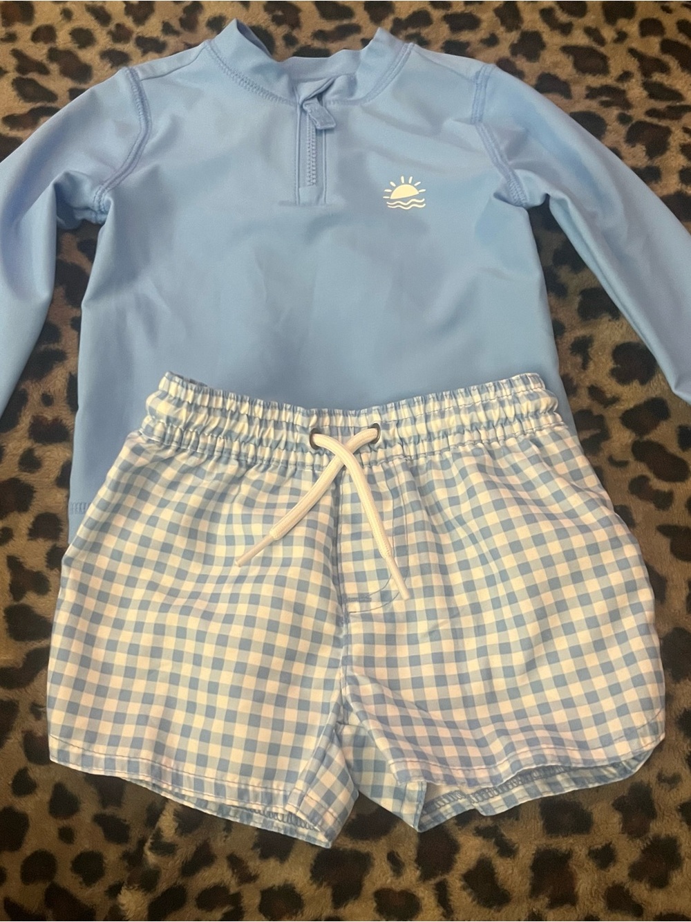 Carter's Light Blue Long Sleeve Rash Guard with Sun Graphic